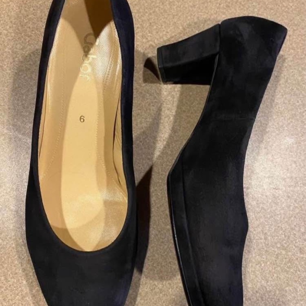 Gabor Black Suede Heeled Shoes
